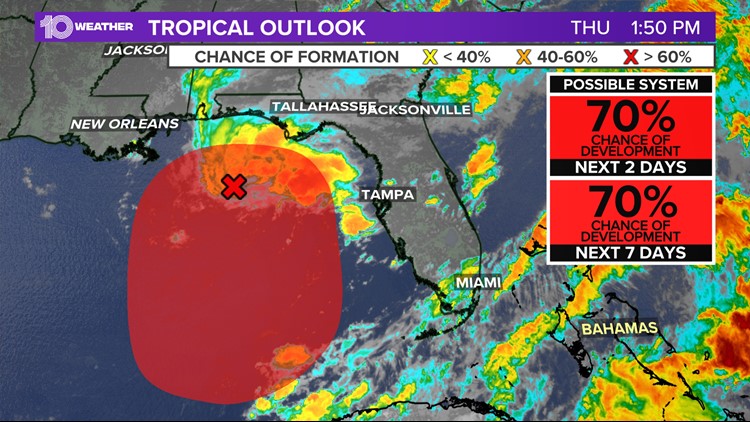 Gulf disturbance could become a tropical depression or storm today