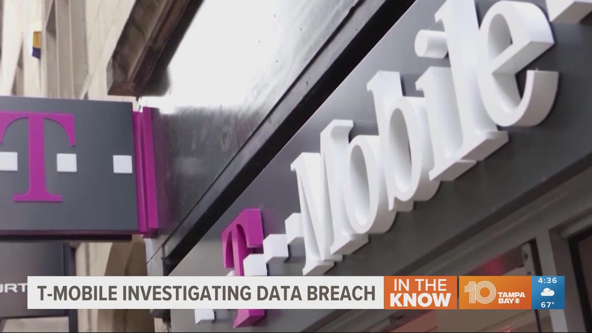 T-Mobile said its investigation so far found the stolen data did not include passwords, PINs, bank account or credit card information.