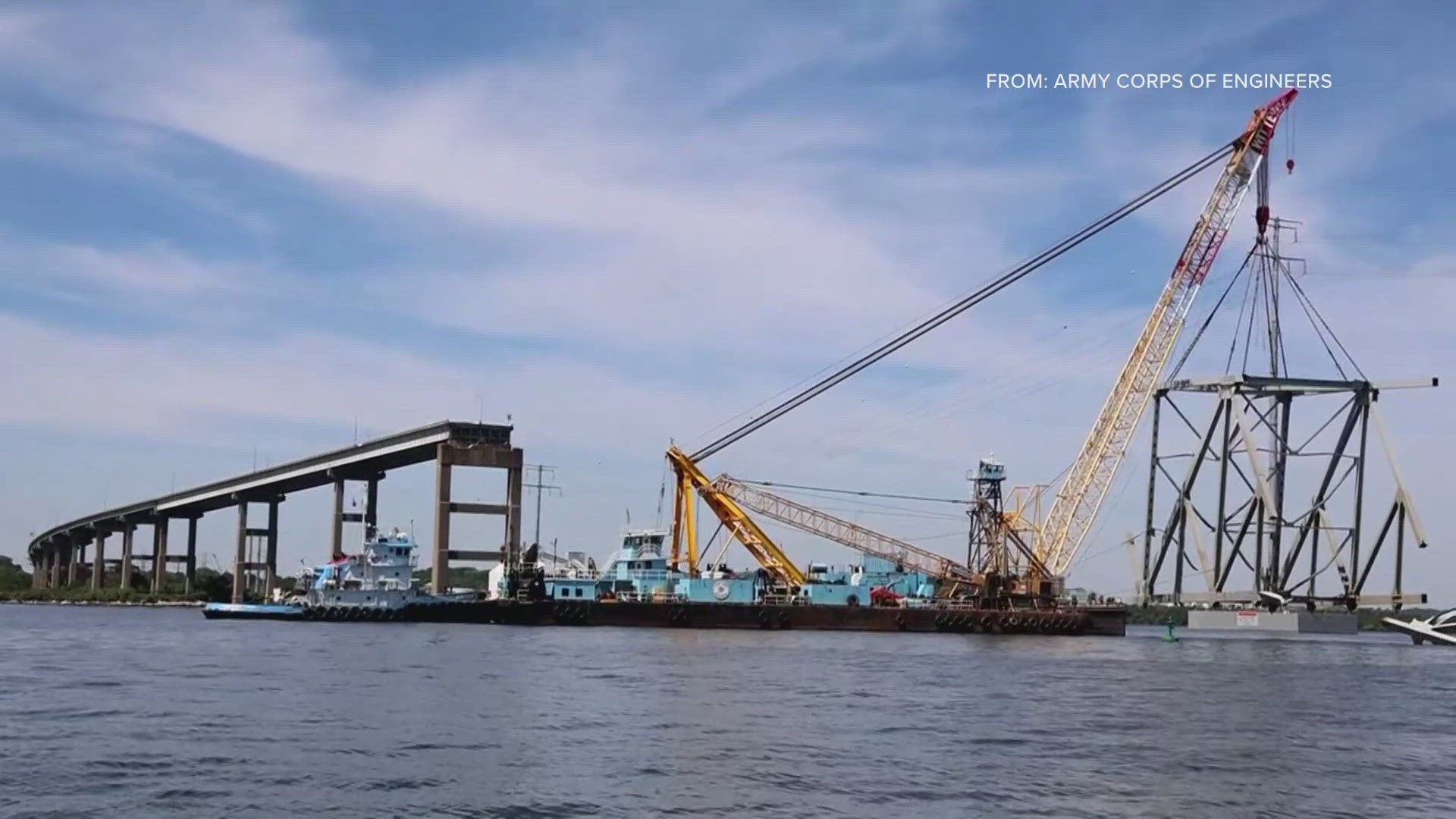 Crews with the U.S. Army Corps of Engineers and U.S. Navy Supervisor of Salvage and Diving have been working since March 26 to remove the large debris