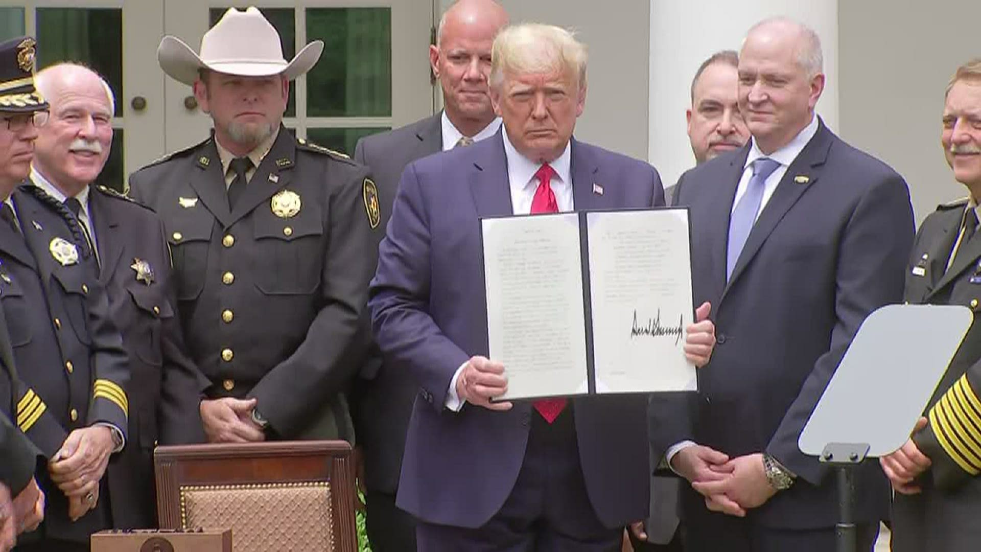 President Trump  delivers remarks and signs an executive order Tuesday addressing policing