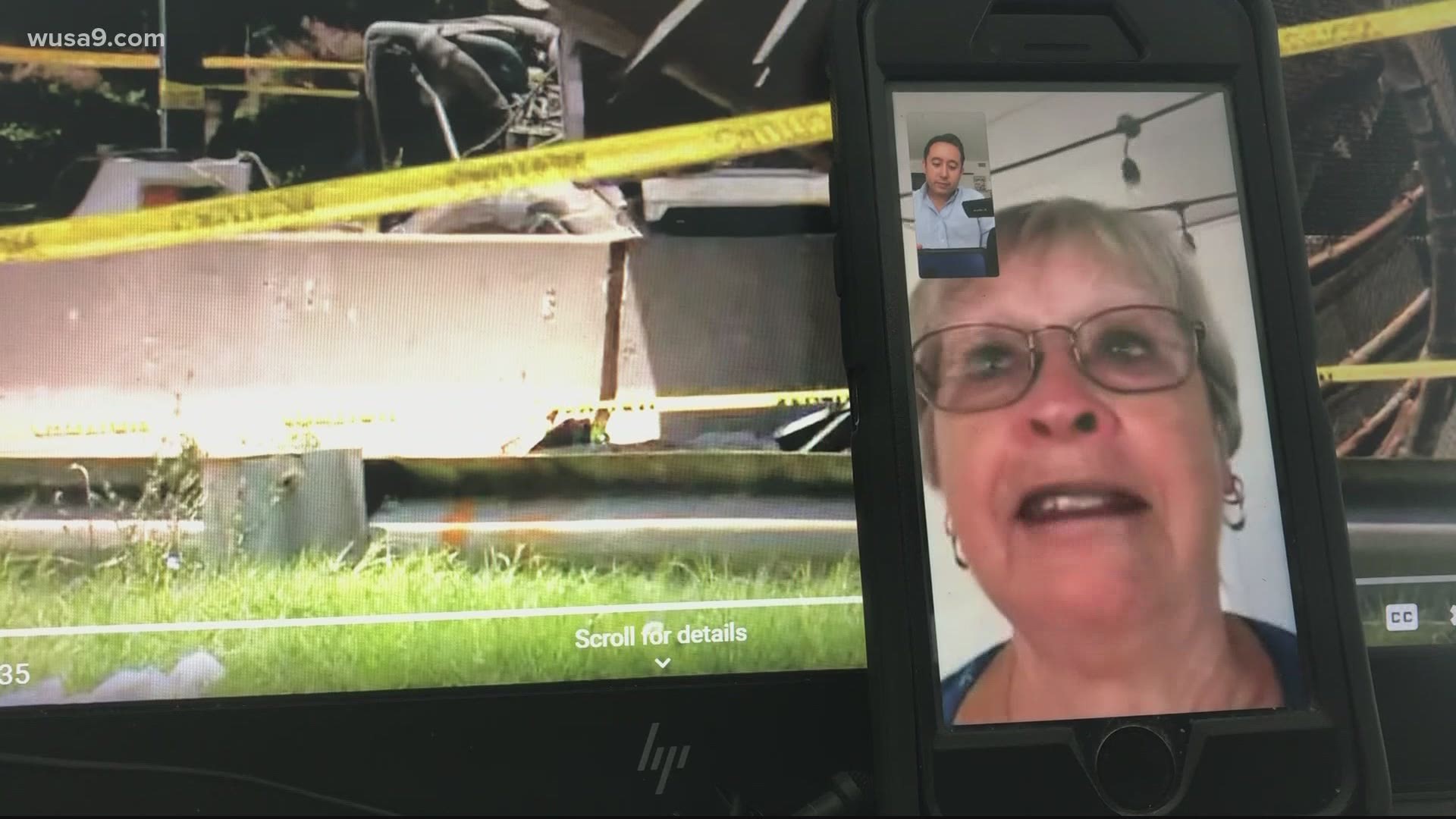 Carol Mills was on her way to Florida with her daughter when she watched the pedestrian bridge on DC-295 crash.