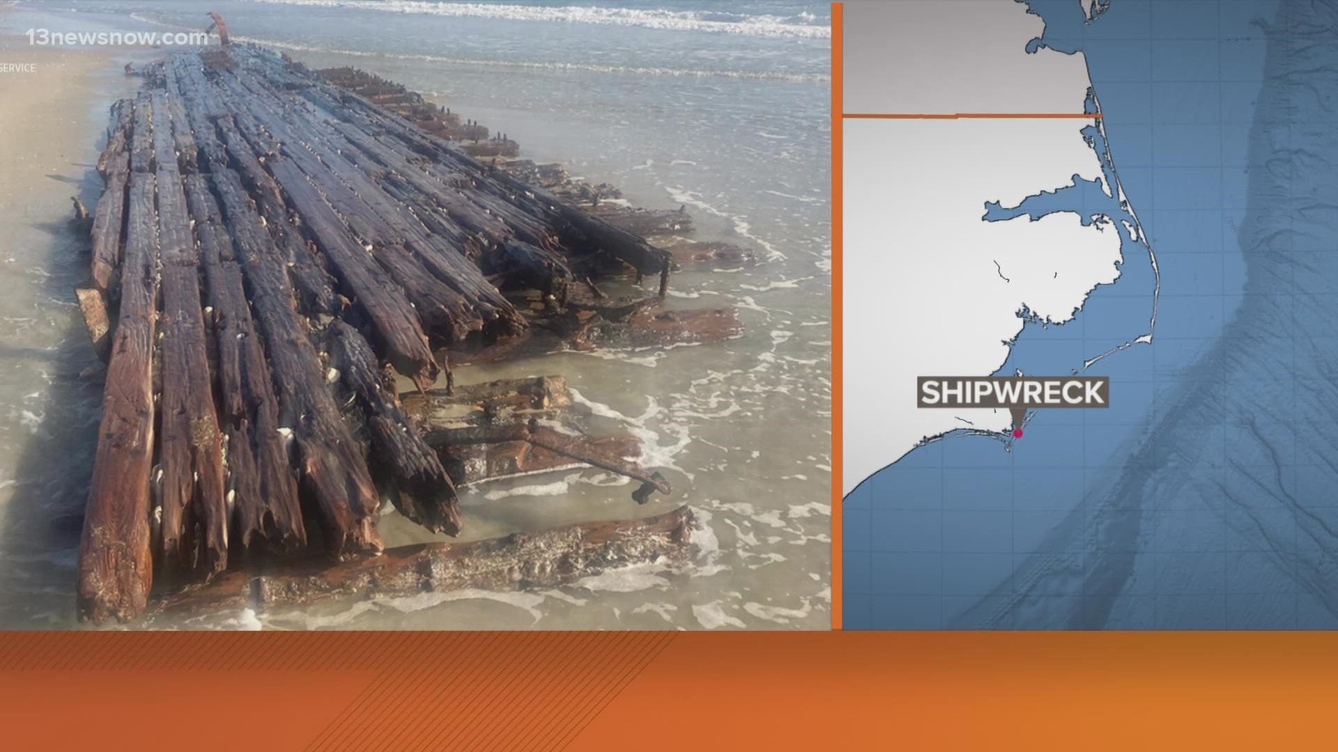 The hull of a sunken ship resurfaced over the summer, and some historians think it may have been from the 1800s.