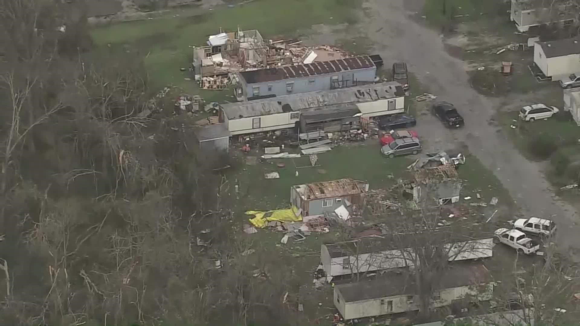 Helicopter view of Louisiana after Hurricane Ida