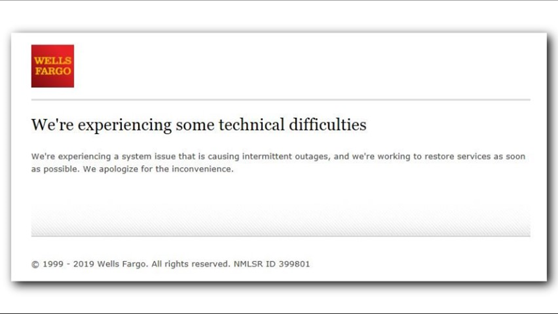 Wells Fargo customers can't access their money online due to outage