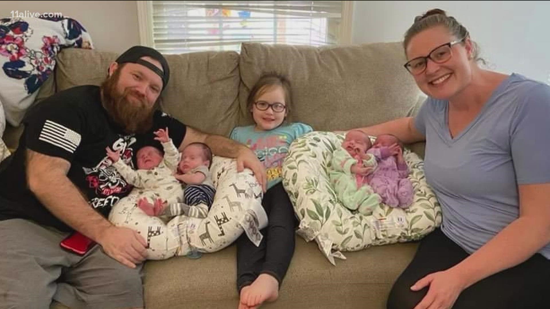 There was a huge welcome home party in Marietta on Friday as a local family brings home natural quadruplets.