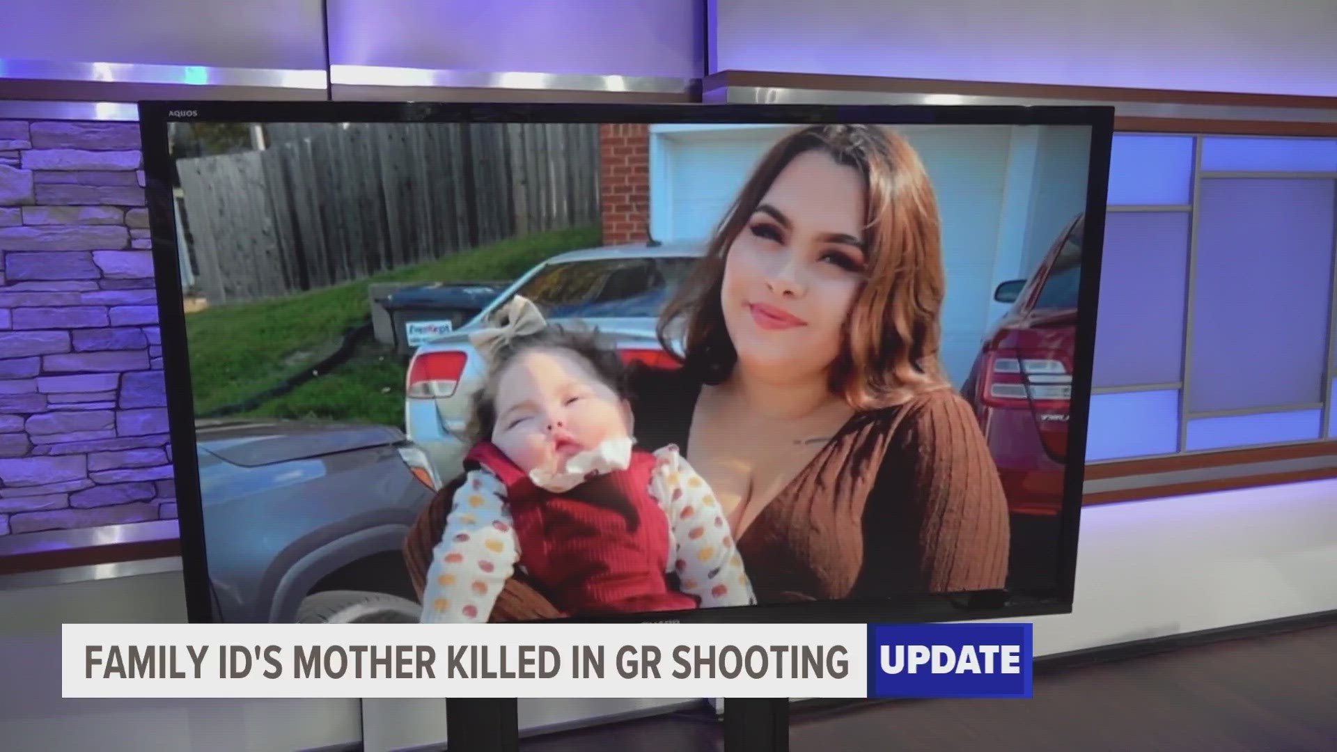 Grand Rapids Police said the fatal shooting happened downtown and her baby wasn't hurt. The woman's father identified her as Leah Marie Gomez.